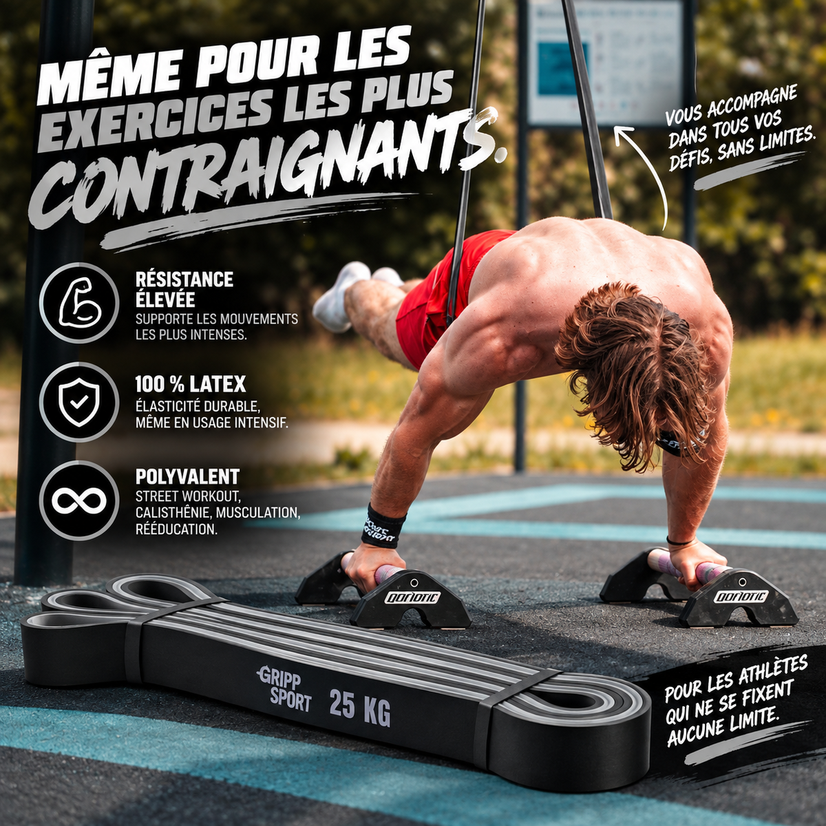 Élastique de résistance Gripp Sport 25 kg en street workout